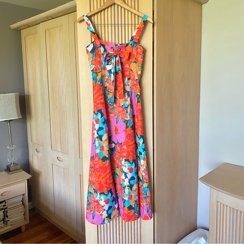 Mara Hoffman mei linen midi dress red florals - Picture 4 of 13